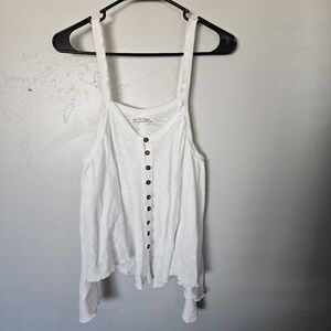 We the Free People XS White Button-Front Tank Top Lightweight Summer Layer